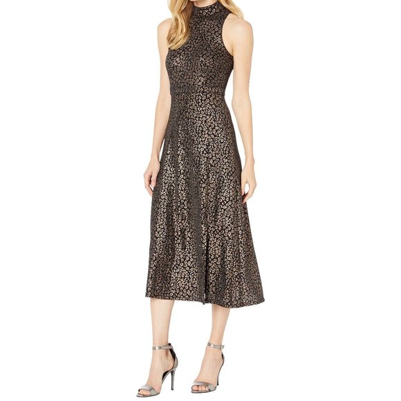 Donna Morgan Foil Printed Animal Stretch Dress - Picture 2 of 5